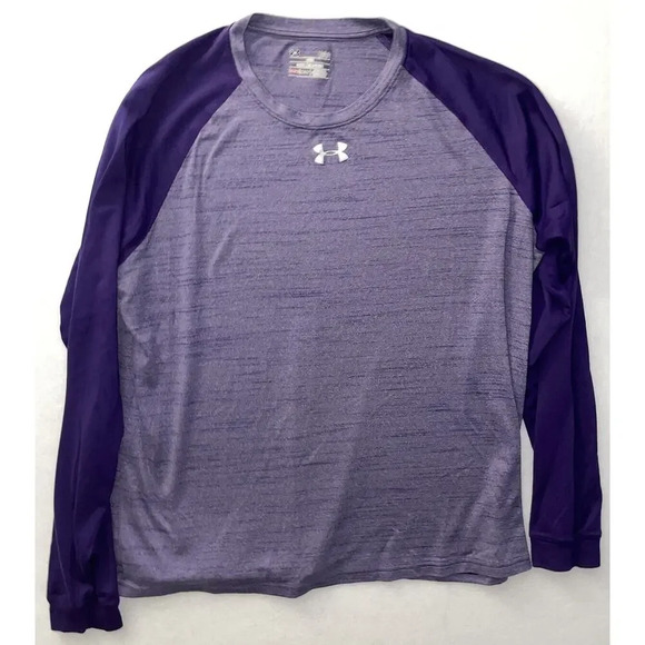 Under Armour Heatgear Long Sleeve T Shirt Men’s L Large Loose Athletic‎ Purple - Picture 1 of 3